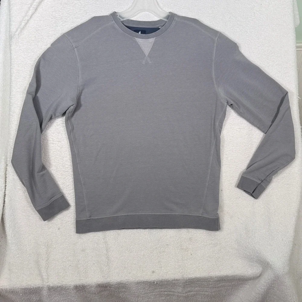 Johnnie-O V-Stitch Gray Crewneck Sweatshirt French Terry Pullover Mens Small
